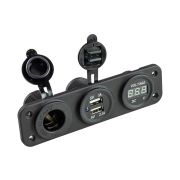 Панель с USB-разъемом 5в 2.1А, прикуривателем и вольтметром