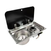 Плита газовая с круглой мойкой, стеклянная крышка, Marine Rocket