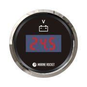 Вольтметр цифровой 9-32 В, черный циферблат, нержавющий ободок, д. 52 мм, Marine Rocket
