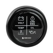 Указатель аварийной сигнализации двигателя, черный циферблат, черный ободок, д. 52 мм, Marine Rocket