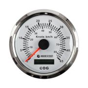 GPS-спидометр аналоговый 0-45 узлов, белый циферблат, нержавеющий ободок, выносная антенна, д. 85 мм, Marine Rocket