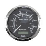 GPS-спидометр аналоговый 0-45 узлов, черный циферблат, нержавеющий ободок, выносная антенна, д. 85 мм, Marine Rocket