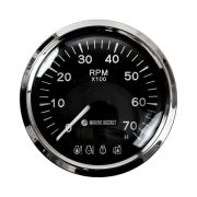 Тахометр 0-7000 об/мин с аварийной сигнализацией делитель 1-10, черный циферблат, нержавеющий ободок, Marine Rocket