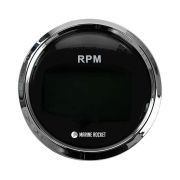 Тахометр 0-8000 об/мин со счетчиком моточасов делитель 1-10, черный циферблат, нержавеющий ободок, Marine Rocket