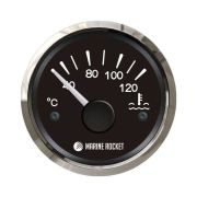 Указатель температуры двигателя 40-120 гр., черный циферблат, нержавеющий ободок, д. 52 мм, Marine Rocket