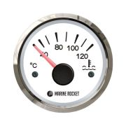 Указатель температуры двигателя 40-120 гр., белый циферблат, нержавеющий ободок, д. 52 мм, Marine Rocket