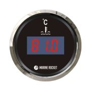 Указатель температуры двигателя цифровой 25-120 гр., черный циферблат, нержавеющий ободок, д. 52 мм, Marine Rocket