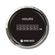Счетчик моточасов цифровой 0-99999, 9 ч., черный циферблат, нержавеющий ободок, д. 52 мм, Marine Rocket