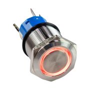 Кнопка с фиксацией 12 В 5А, OFF-ON 5P, D19 красная подсветка