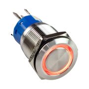 Кнопка без фиксации, подсветка красная, 12 В,