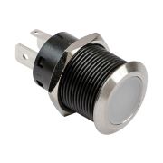 Кнопка с фиксацией, подсветка красная, наклейки, 12 В, 20А, 19мм