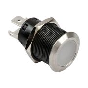 Кнопка без фиксации, подсветка красная, наклейки, 12 В, 20А, 19мм