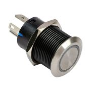 Кнопка без фиксации, подсветка синяя, 12 В, 20А, 19мм
