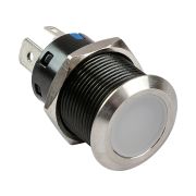 Кнопка без фиксации, подсветка синяя, наклейки, 12 В, 20А, 19мм