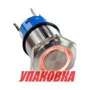 Кнопка с фиксацией 12 В 5А, OFF-ON 5P, D19 красная подсветка (упаковка из 10 шт.)