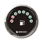 Указатель уровня топлива светодиодный, черный циферблат, нержавеющий ободок, д. 52 мм, Marine Rocket