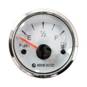 Указатель уровня топлива 0-190 Ом (ЕВРО), белый циферблат, нержавеющий ободок, д. 52 мм, Marine Rocket