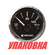 Указатель давления масла 0-10 бар, черный циферблат, нержавеющий ободок, д. 52 мм, Marine Rocket (упаковка из 10 шт.)