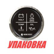 Указатель аварийной сигнализации двигателя, черный циферблат, нержавеющий ободок, д. 52 мм, Marine Rocket (упаковка из 30 шт.)