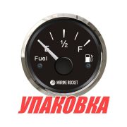 Указатель уровня топлива 0-190 Ом (ЕВРО), черный циферблат, нержавеющий ободок, д. 52 мм, Marine Rocket (упаковка из 30 шт.)