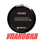 Счетчик моточасов цифровой 0-99999, 9 ч., черный циферблат, черный ободок, д. 52 мм, Marine Rocket (упаковка из 15 шт.)
