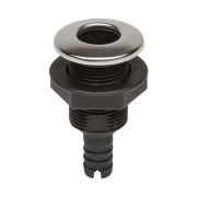 Разъем водосброса пластиковый с крышкой из нержавеющей стали под шланг 16 мм, черный