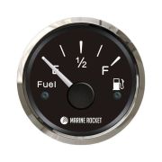 Указатель уровня топлива 240-33 Ом (US), черный циферблат, нержавеющий ободок, д. 52 мм, Marine Rocket