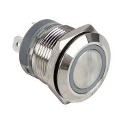 Кнопка без фиксации, подсветка белая, 12 В, д.19 мм, Marine Rocket