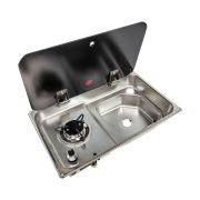 Плита газовая с мойкой, стеклянная крышка, Marine Rocket