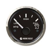 Указатель уровня сточных вод 0-190 Ом (ЕВРО), черный циферблат, нержавеющий ободок, д. 52 мм, Marine Rocket