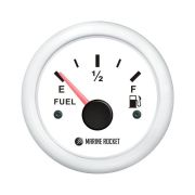 Указатель уровня топлива 0-190 Ом (ЕВРО), белый циферблат, белый ободок, д. 52 мм, Marine Rocket