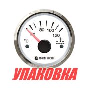 Указатель температуры двигателя 40-120 гр., белый циферблат, нержавеющий ободок, д. 52 мм, Marine Rocket (упаковка из 30 шт.)