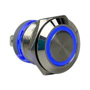 Кнопка без фиксации, подсветка синяя, 12 В, д.19 мм, Marine Rocket