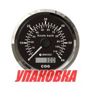 GPS-спидометр аналоговый 0-60 узлов, черный циферблат, нержавеющий ободок, выносная антенна, д. 85 мм, Marine Rocket (упаковка из 30 шт.)