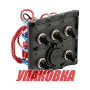 Панель бортового питания 5 переключателей, разъем прикуривателя, Marine Rocket (упаковка из 2 шт.)