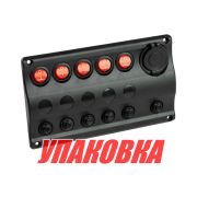 Панель бортового питания 5 переключателей, разъем прикуривателя, индикация, автоматы (упаковка из 2 шт.)