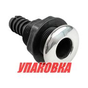 Разъем водосброса пластиковый с крышкой из нержавеющей стали под шланг 16 мм, черный (упаковка из 10 шт.)