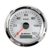 GPS-спидометр аналоговый 0-120 км/ч, белый циферблат, нержавеющий ободок, выносная антенна, д. 85 мм, Marine Rocket