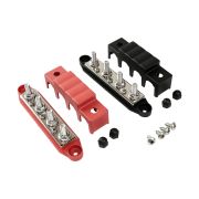 Колодка распределительная электромонтажная, 4 контакта, черная/красная, M8