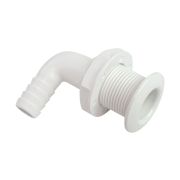 Разъем водосброса угловой с обратным клапаном под шланг 19 мм, белый