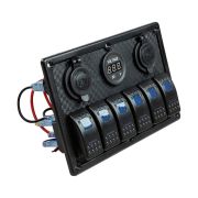 Панель бортового питания 6 переключателей, USB зарядка, разъем прикуривателя, вольтметр