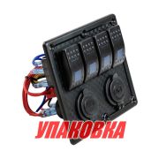 Панель бортового питания 4 переключателя, USB зарядка, разъем прикуривателя (упаковка из 4 шт.)