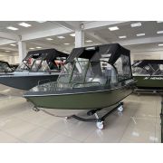Моторная лодка, Неман 450 DCM PRO, зелёно-серая с Suzuki DF50ATL