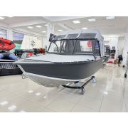 Моторная лодка, Триера 460 BR_new, серый (тент ходовой, стояночный, транспортировочный) с Suzuki DF50ATL
