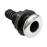 Разъем водосброса пластиковый с крышкой из нержавеющей стали под шланг 16 мм, черный