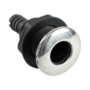 Разъем водосброса пластиковый с крышкой из нержавеющей стали под шланг 19 мм, черный