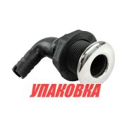 Разъем водосброса угловой пластиковый с крышкой из нержавеющей стали под шланг 16 мм, черный (упаковка из 10 шт.)