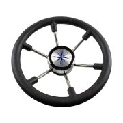 Рулевое колесо LEADER PLAST черный обод серебряные спицы д. 330 мм