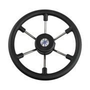 Рулевое колесо LEADER TANEGUM черный обод серебряные спицы д. 330 мм