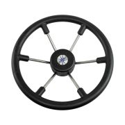 Рулевое колесо LEADER TANEGUM черный обод серебряные спицы д. 360 мм